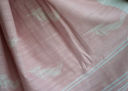 Linen Cotton handcrafted, naturally dyed saree in blush and cream colour.